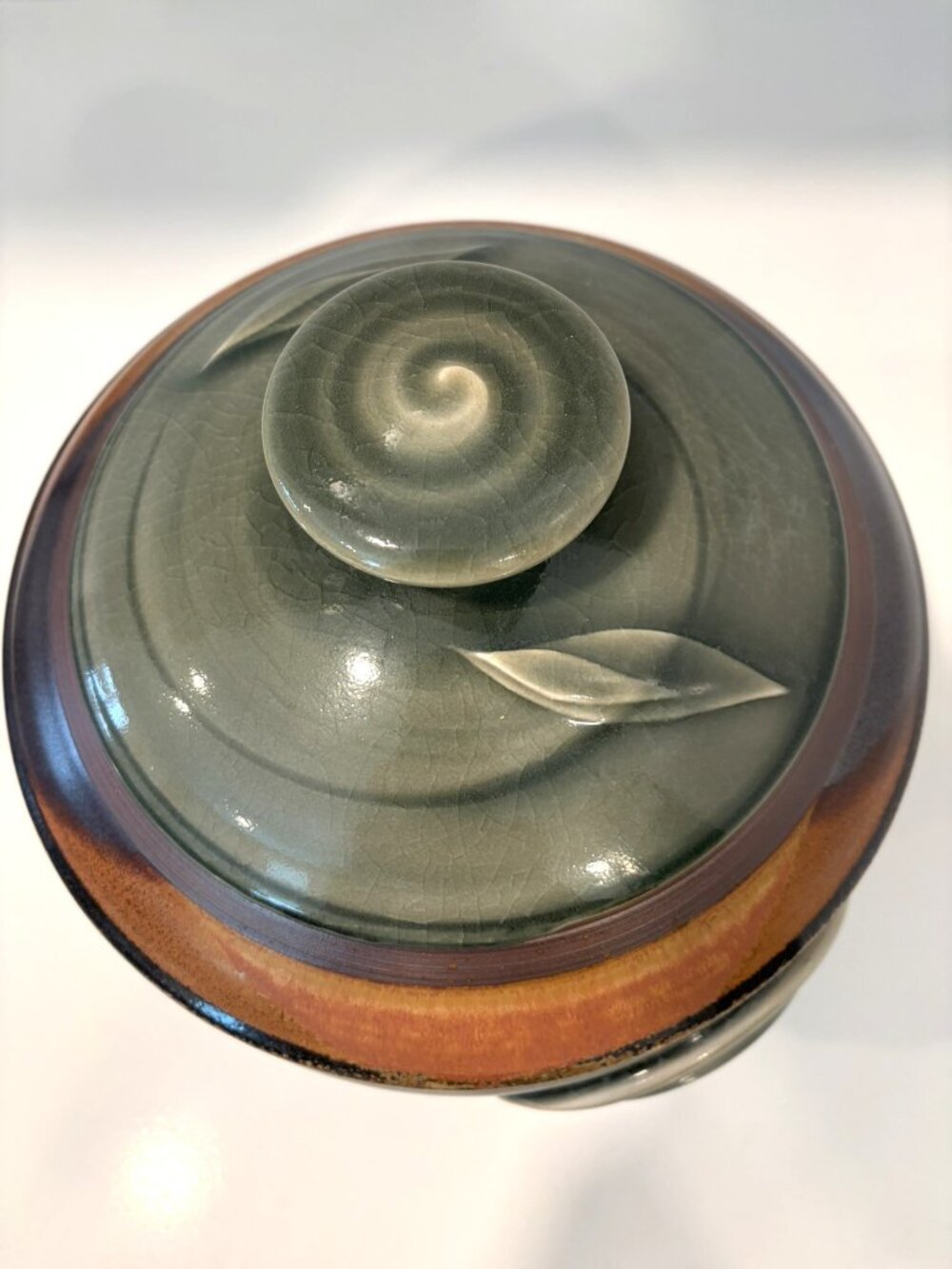 Handmade Studio Ceramic Soup Tureen in Green and Brown
